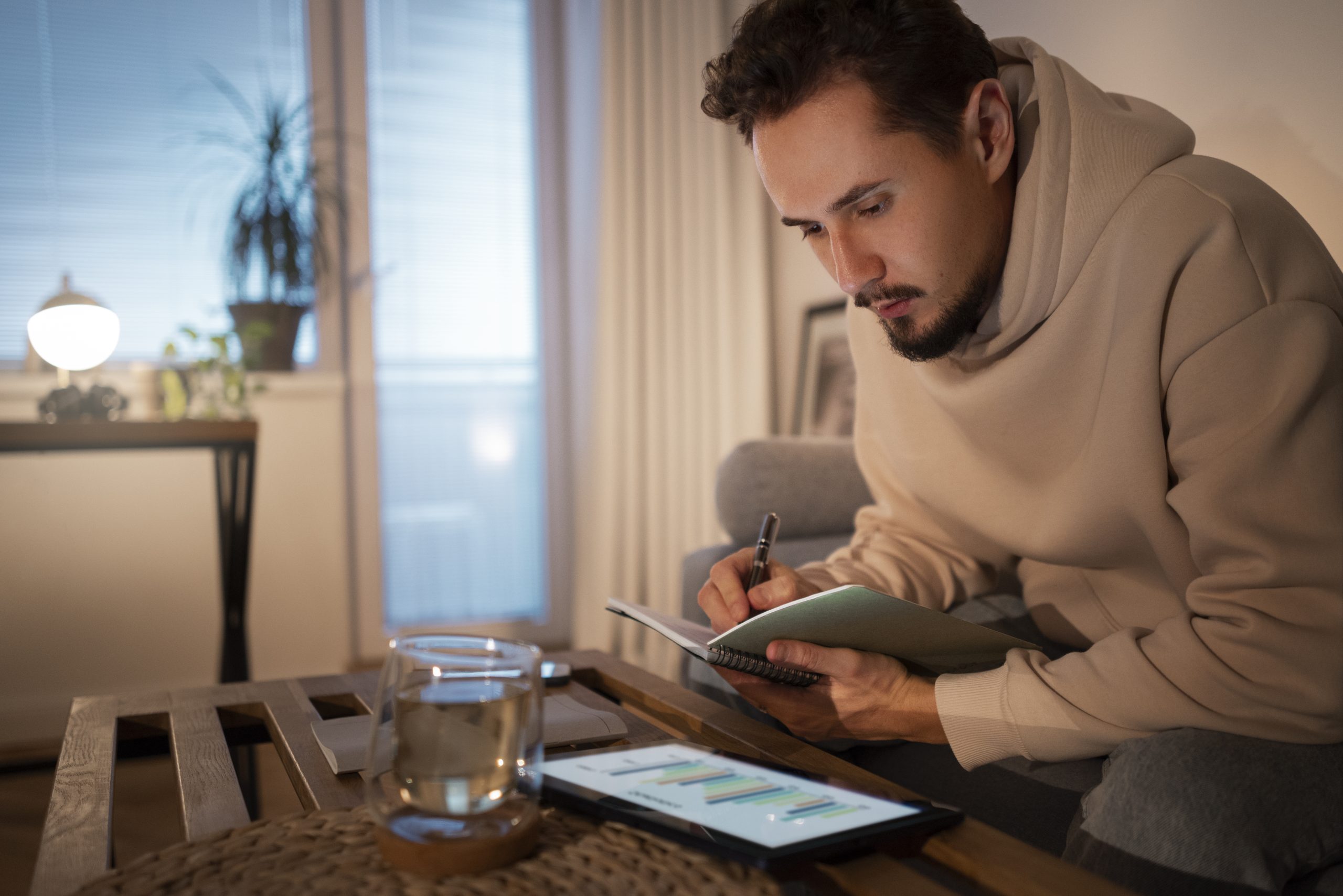 A person reviewing financial documents and charts, representing international tax planning for property investors.