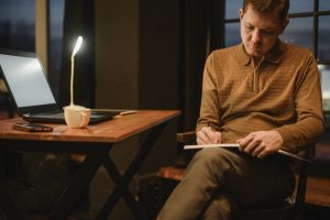 man writing