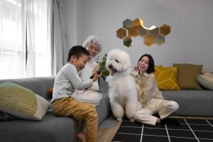 Family with dog